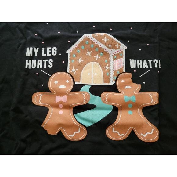 NWT Fifth Sun Gingerbread Man Christmas Shirt - Medium Long SLeeve Black - Picture 2 of 4